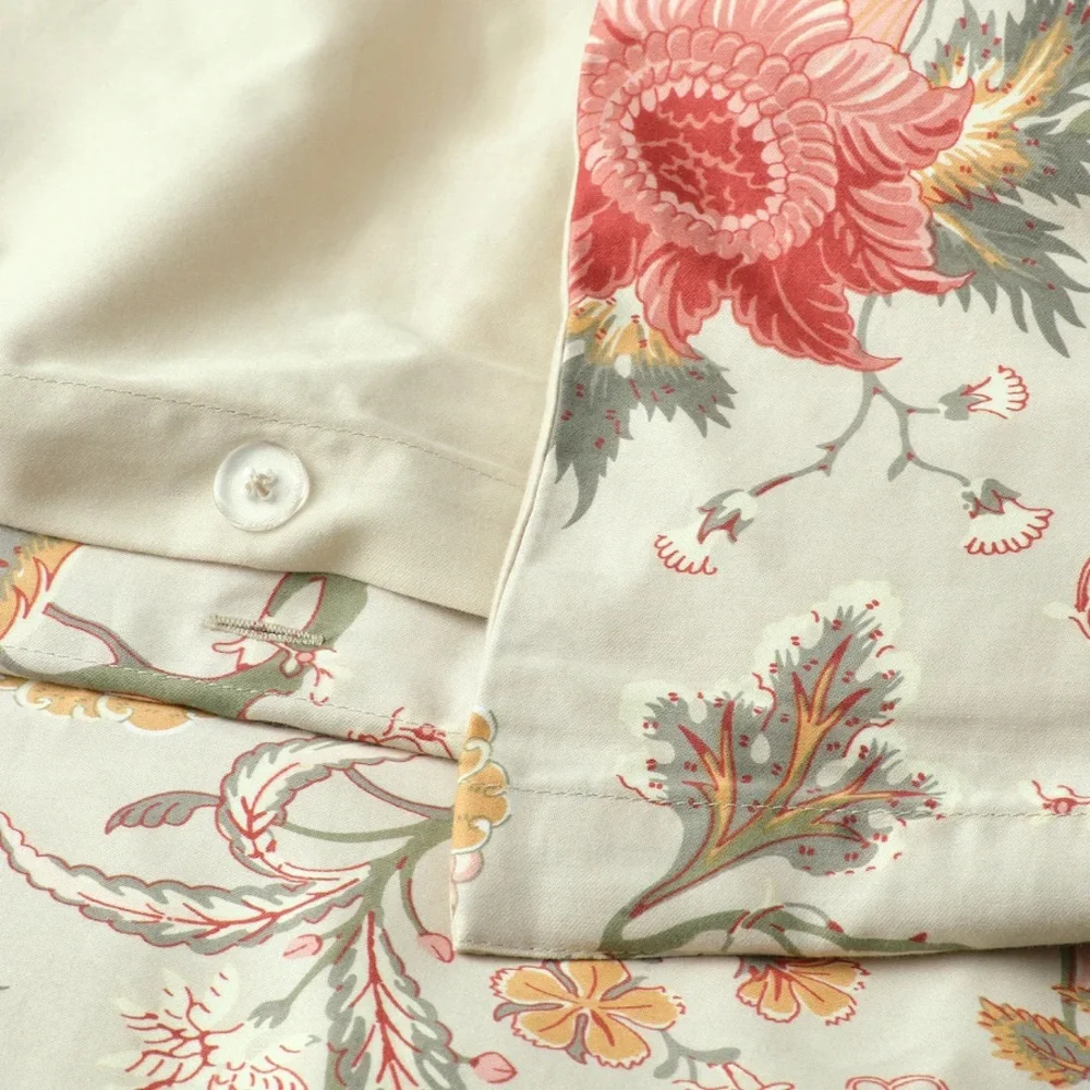 Floral Cream Duvet Cover Set - Full/Queen